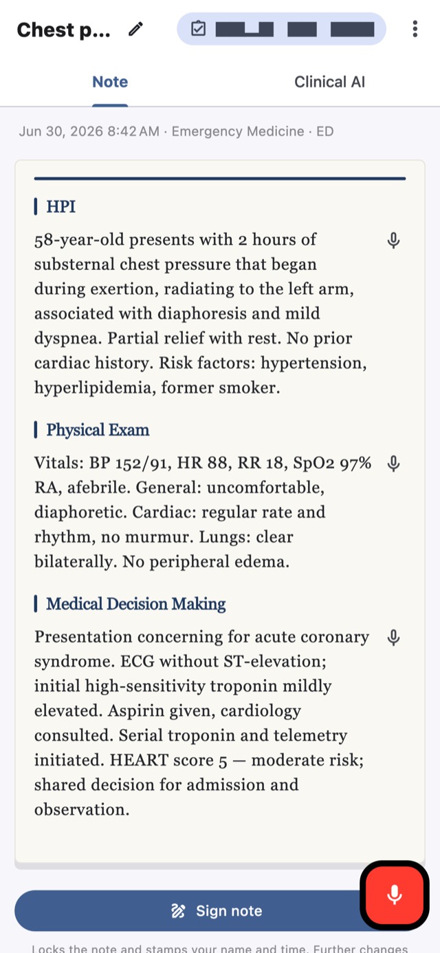 A structured note on the mobile app