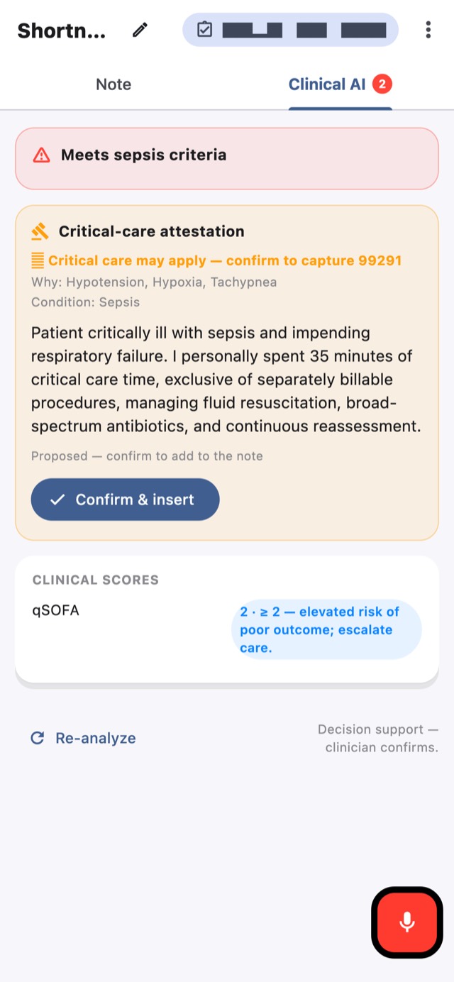 The clinical AI sheet on mobile