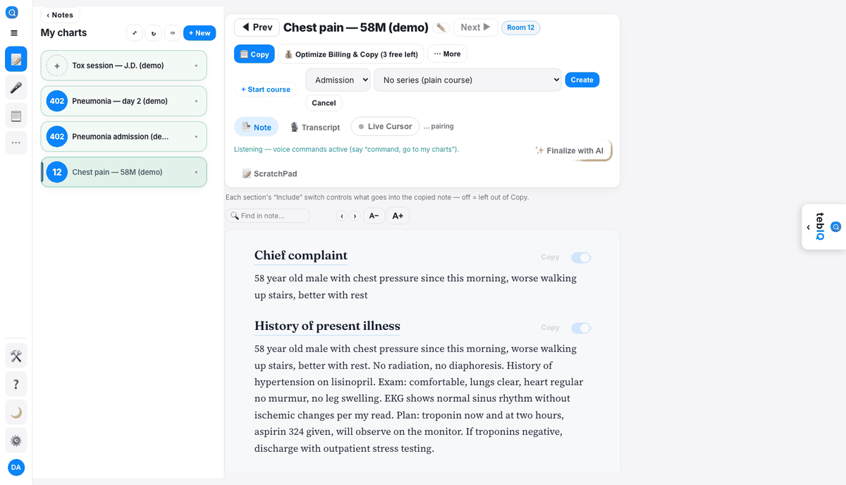 The + Start course picker open on a note, with kind and pathway dropdowns